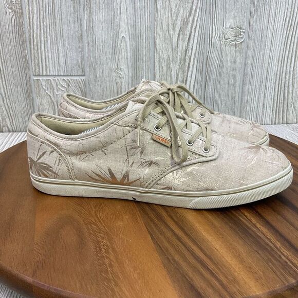 Vans Off the Wall Women’s 11 Tan Gold Palm Tree Sneakers Shoes - Picture 6 of 12